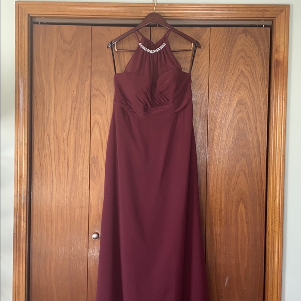 Alfred Angelo Mahogany Long Dress w/ Illusion Neck